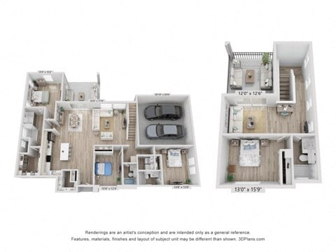 Floor plan for 4 beds, 4 baths, 2441 sqft